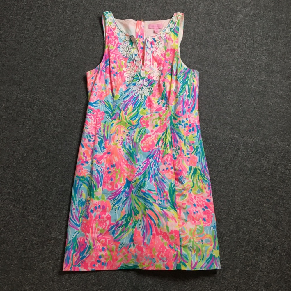 Lilly Pulitzer Pink, Blue & Green Floral Shift Dress